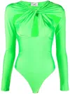 Coperni Criss-cross Jersey Bodysuit In 绿色