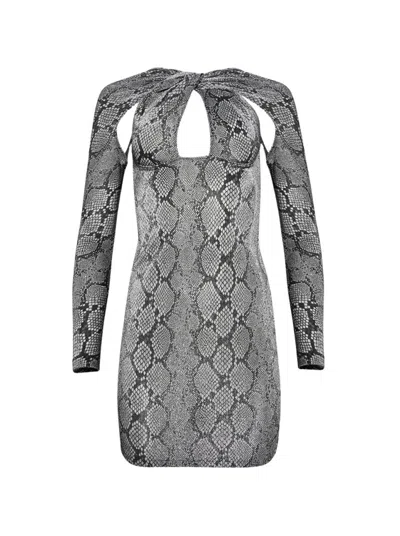 Coperni Twisted Cut-out Jersey Dress Snake Print In Black