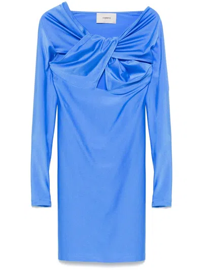 Coperni Twisted Cut-out Mini Dress In Blue