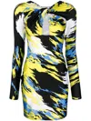Coperni Abstract-print Twisted Jersey Minidress In Grün