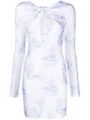 Coperni Toile De Jouy Print Twisted Cut Out Jersey Dress In White