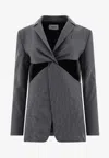 Coperni Twisted Cut-out Tailored Jacket In Gray