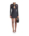 Coperni Twisted Pleated Hollowed-out Plain Knitted Dress In Black
