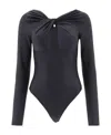 Coperni Twisted Pleted And Hollowed Out One-piece Tights In Black