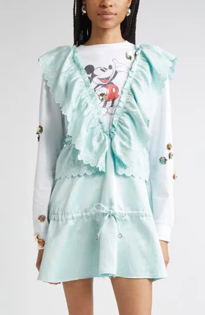 Coperni Twisted Princess Satin Minidress In Green