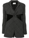 Coperni Pinstriped Twisted Blazer In Grey