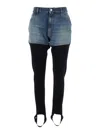 Coperni Layered Denim Shorts With Ribbed Leggings And Secure Fit In Black