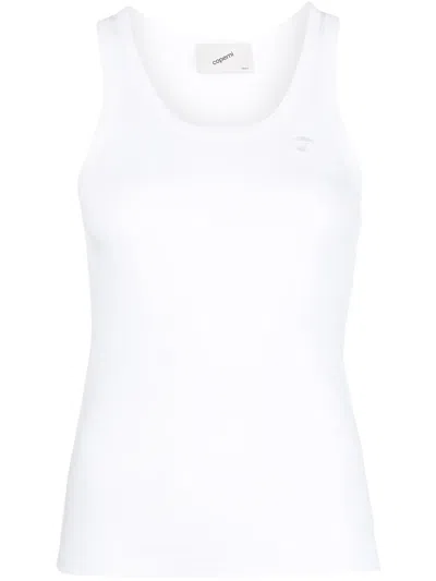 Coperni White Embroidered Tank Top In Optwht Optic White
