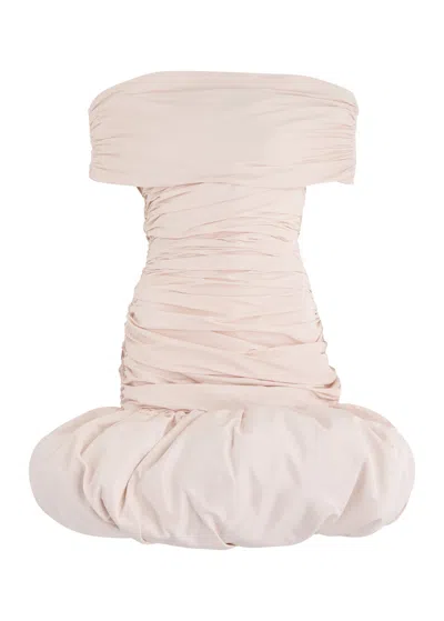 Coperni Ufo Off-the-shoulder Puffball Mini Dress In Beige