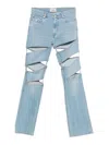 Coperni Light Blue Jeans With Cut-out Spiral Design And Logo Patch On The Rear In Denim Woman In Blue