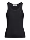 Coperni Round Neck Sleeveless Top With Ribbed Texture In Black