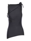 Coperni Asymmetric Stretch Jersey Top In Black
