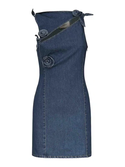Coperni Asymmetric Denim Mini Dress In Blue