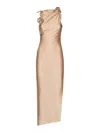 Coperni Asymmetric Flower Gown In Beige