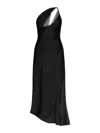 Coperni Asymmetric Black Satin Dress With Lace Details In Black