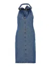 Coperni Waist Belt Halter Neck Midi Dress In Blue