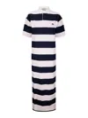 Coperni Striped Polo Long Dress Woman Navy E Pink In Multicolour