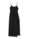 Coperni Midi Dress With Spaghetti Straps And Side Split In Black