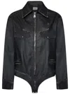 Coperni Long-sleeved One-piece Leather Jacket In Black