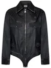 Coperni Long-sleeved One-piece Leather Jacket In Blk Black