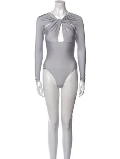 Pre-owned Coperni V-neck Long Sleeve Bodysuit In Gray