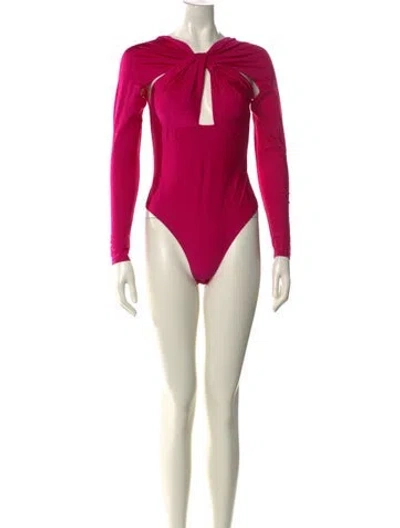Pre-owned Coperni V-neck Long Sleeve Bodysuit In Pink