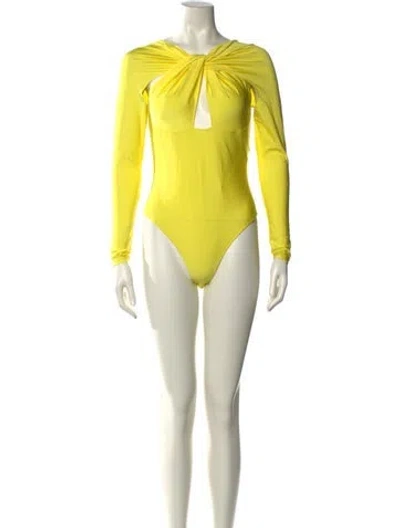 Pre-owned Coperni V-neck Long Sleeve Bodysuit In Yellow