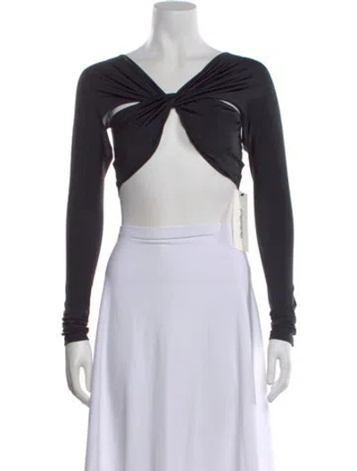 Pre-owned Coperni V-neck Long Sleeve Crop Top In Black