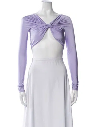 Pre-owned Coperni V-neck Long Sleeve Crop Top In Purple