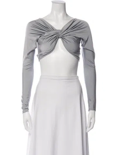 Pre-owned Coperni V-neck Long Sleeve Crop Top W/ Tags In White