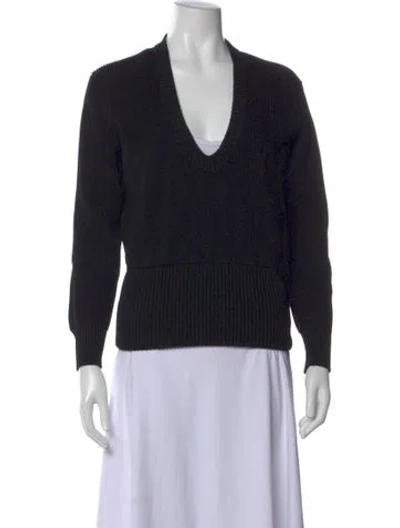 Pre-owned Coperni V-neck Long Sleeve Top In Black