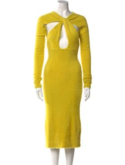 Pre-owned Coperni V-neck Midi Length Dress W/ Tags In Yellow