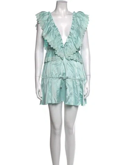Pre-owned Coperni V-neck Mini Dress In Blue