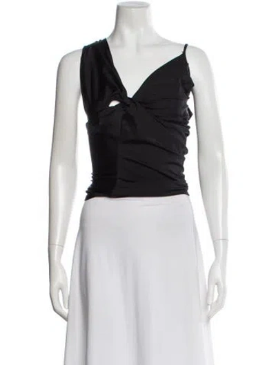 Pre-owned Coperni V-neck Sleeveless Crop Top In Black