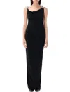Coperni Stretch Jersey Maxi Dress With Decorative Clips