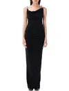 Coperni Stretch Jersey Maxi Dress With Decorative Clips In Black