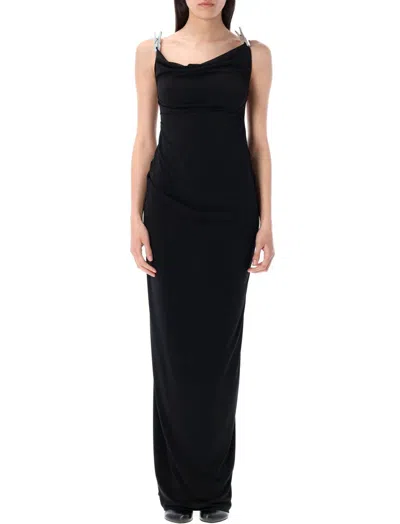 Coperni Washing Clip Gala Dress With Draped Neckline In Black