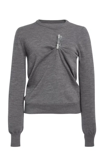 Coperni Washing Clip Knit Crewneck Sweater In Grey