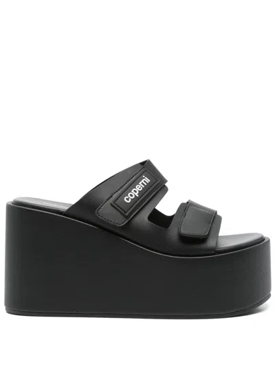 Coperni Wedge Double-strap Sandals In Black