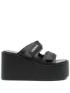 Coperni Black Wedges With Logo Patch On The Front And Touch-strap Closure In Leather Woman