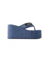 Coperni Light Blue Sandals With Wedge And Logo Patch In Blue