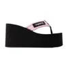 Coperni Quilted Strap Platform Wedge Sandal In Black
