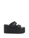 Coperni Black Wedges With Logo Patch On The Front And Touch-strap Closure In Leather Woman In Black