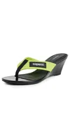 Coperni Logo-patch Wedge Sandals In Green