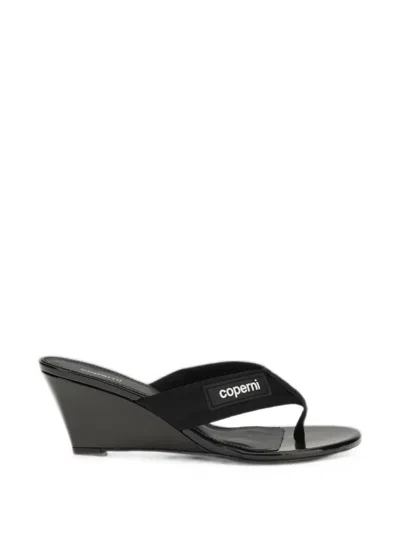 Coperni Wedge-heel Thong-strap Sandals In Black
