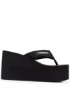 Coperni Wedge Heel Platform Sandals With Thong Strap In Black