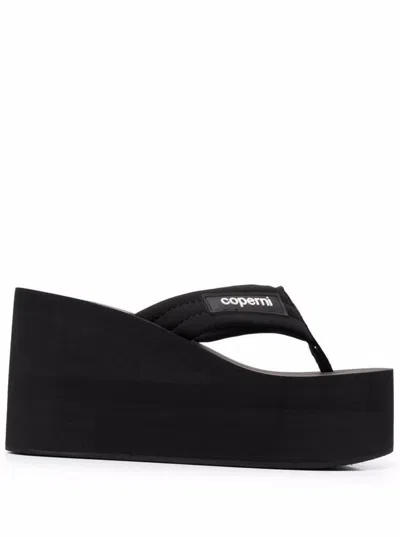 COPERNI BLACK PLATFORM WEDGE STRAP SANDALS