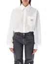 Coperni White Bodysuit With Classic Collar And Logo Patch On The Front In Cotton Woman In White