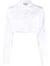 Coperni Cropped Cotton-poplin Shirt In White
