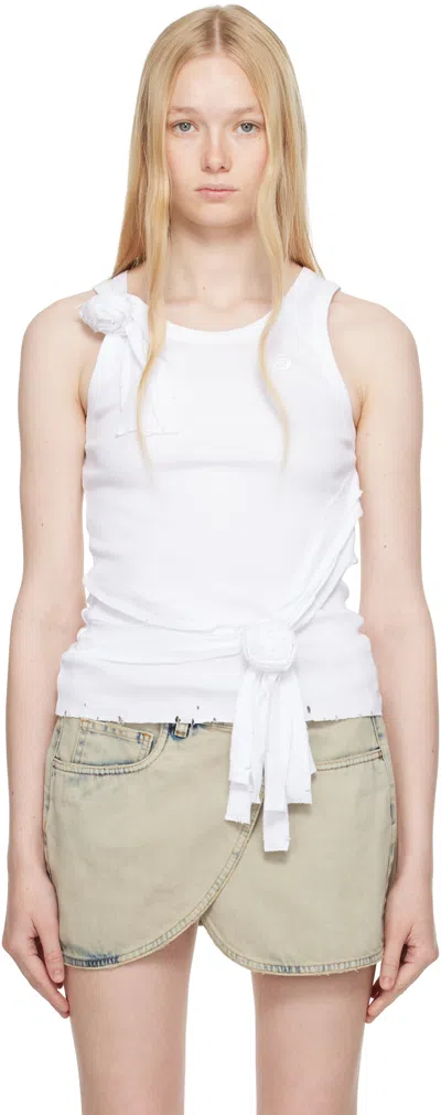 Coperni White Distressed Rose Rib Tank Top